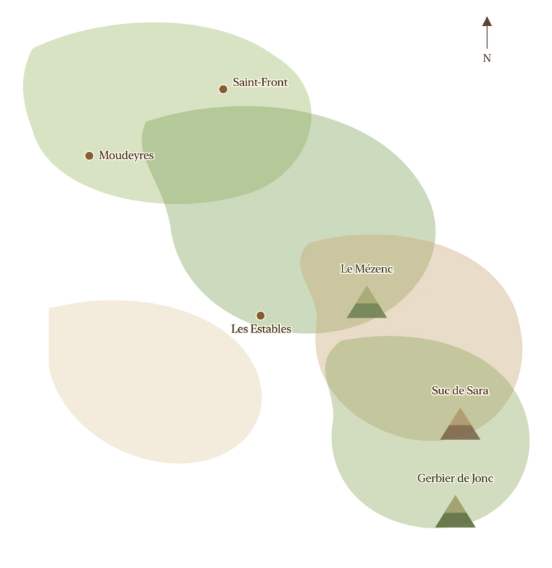 Carte du séjour en étoile au pays du Mézenc